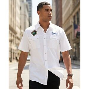 Coogi‎ Australia 3XL Mens Vtg White Button Up Shirt XXXL Embroidered Patch NWT